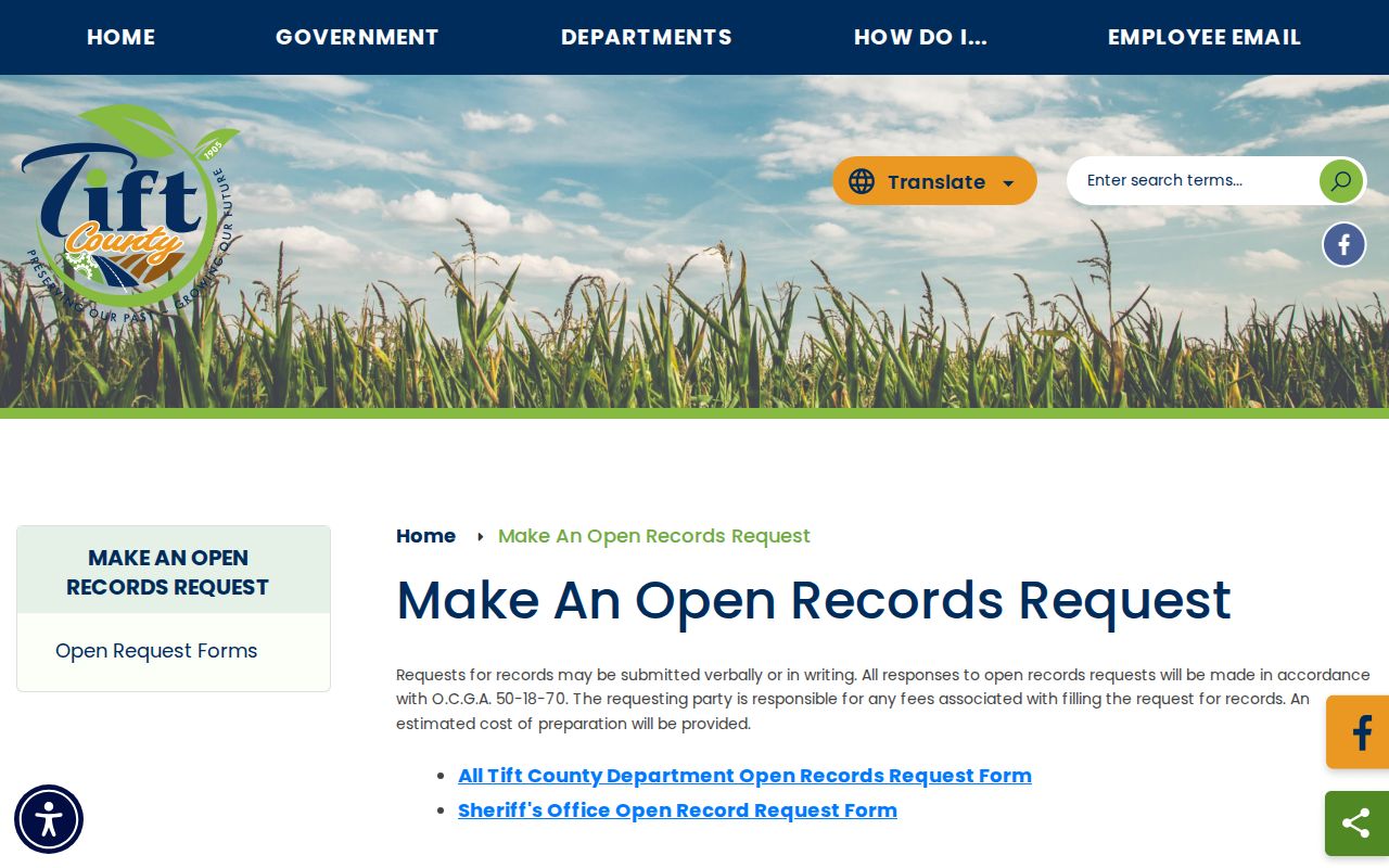 Tift County court record open-records routing