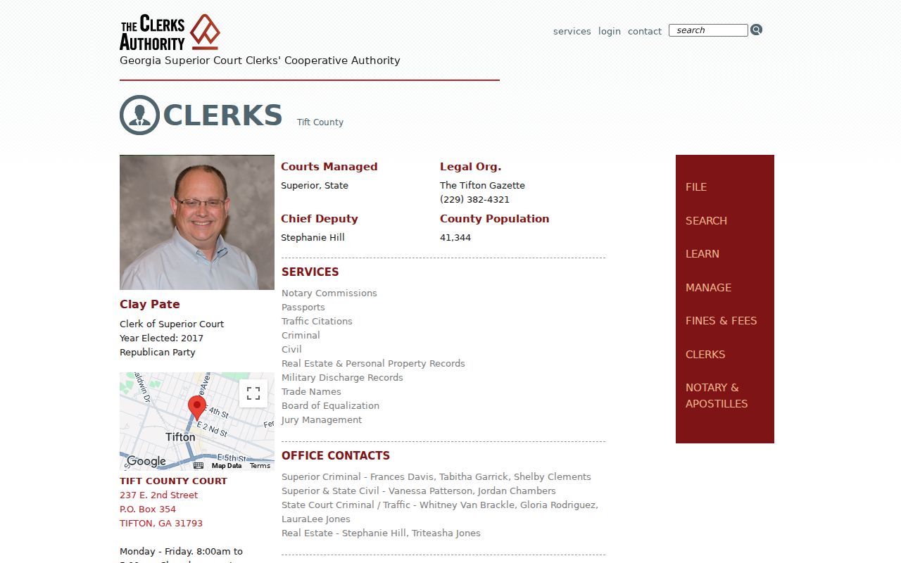 Tift County court record clerk profile