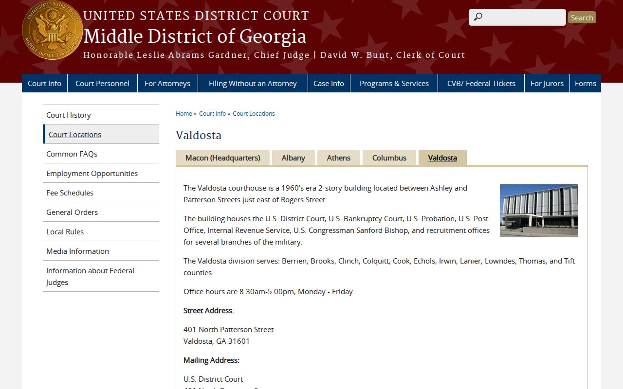 Valdosta federal division for Tift County court dockets