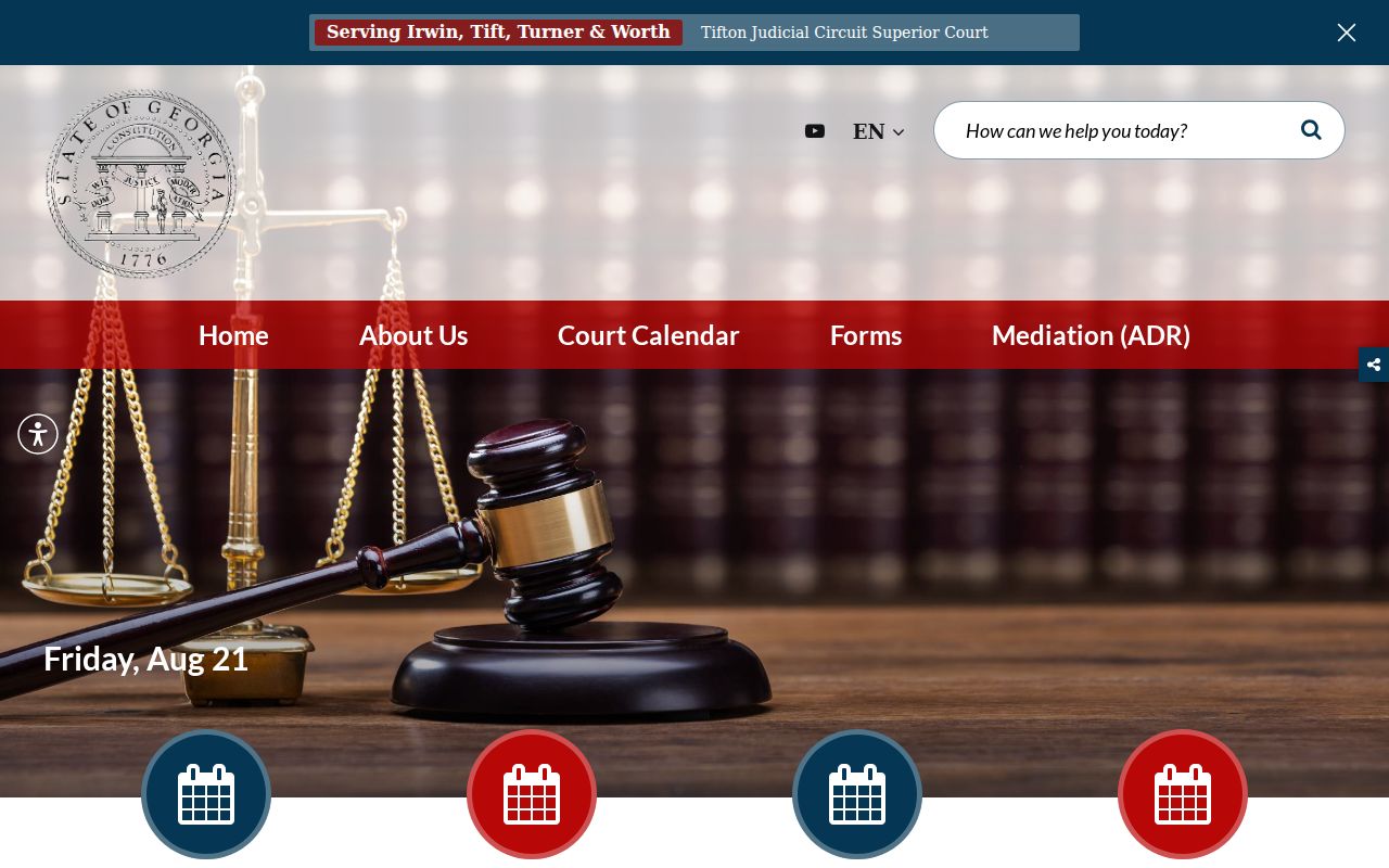Tift County court docket calendar site
