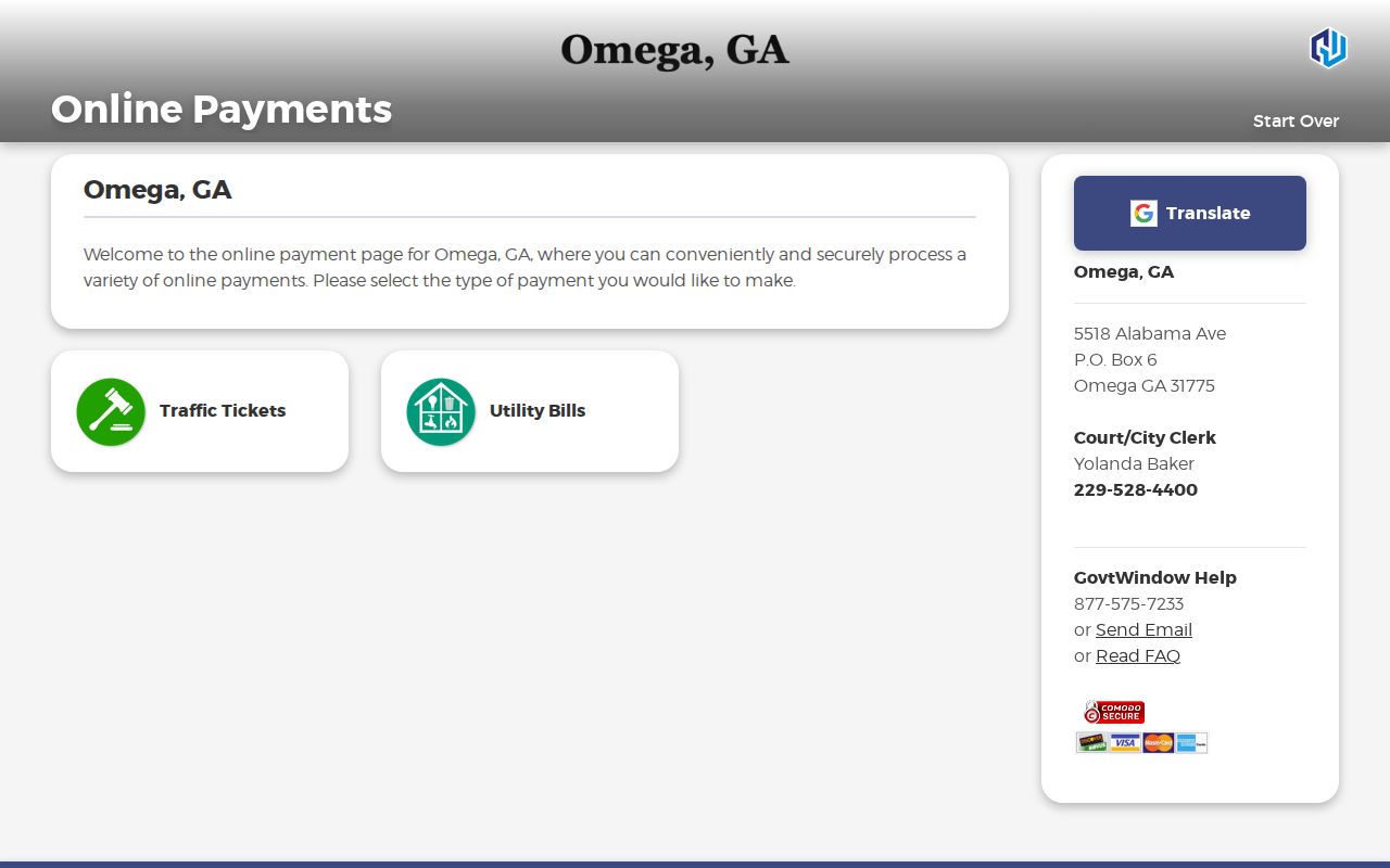 Omega traffic ticket and utility payment choices