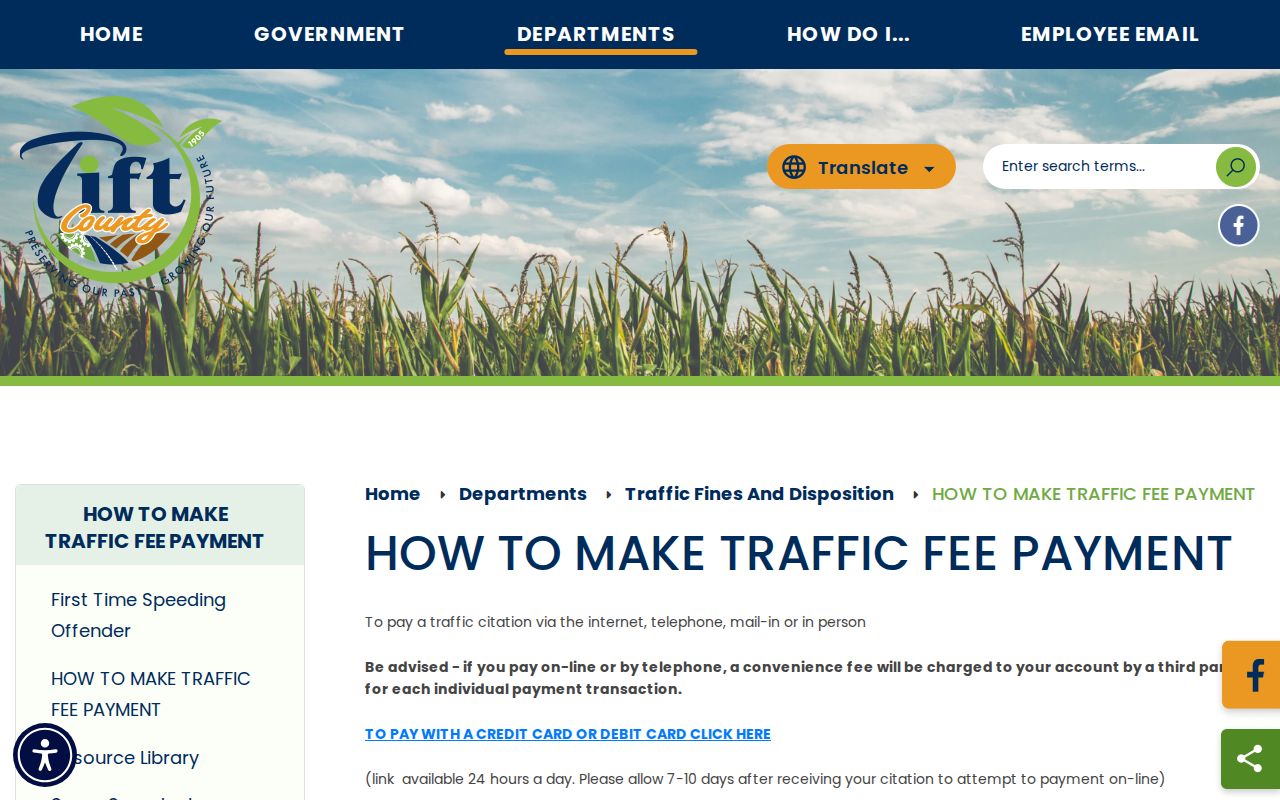 Tift County traffic ticket payment and lookup instructions